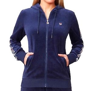 NWT FILA Women's Ultra Soft Velour Hooded Full Zip